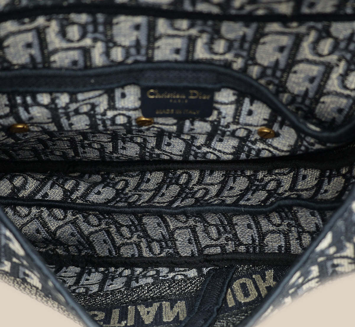 Christian Dior Navy Blue Oblique Saddle Medium Bag