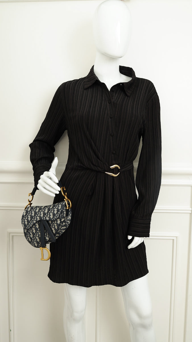 Christian Dior Navy Blue Mini Saddle Bag w/Strap