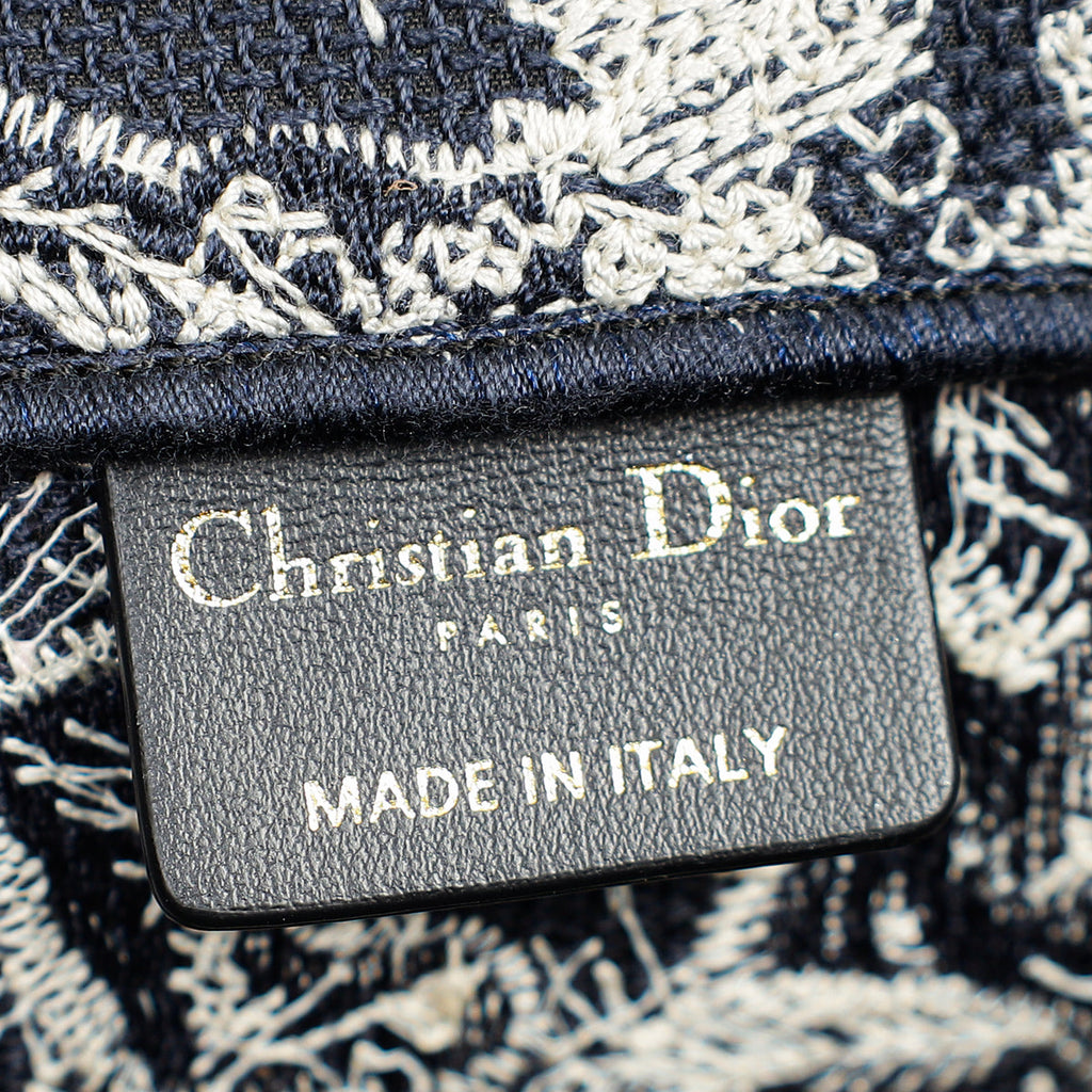 Christian Dior Bicolor Toile De Jouy Reverse Embroidered Book Medium Tote Bag