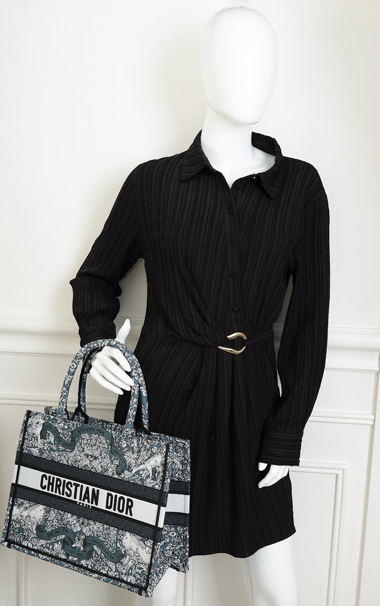 Christian Dior Tricolor "Around the World" Embroidered Book Medium Tote Bag