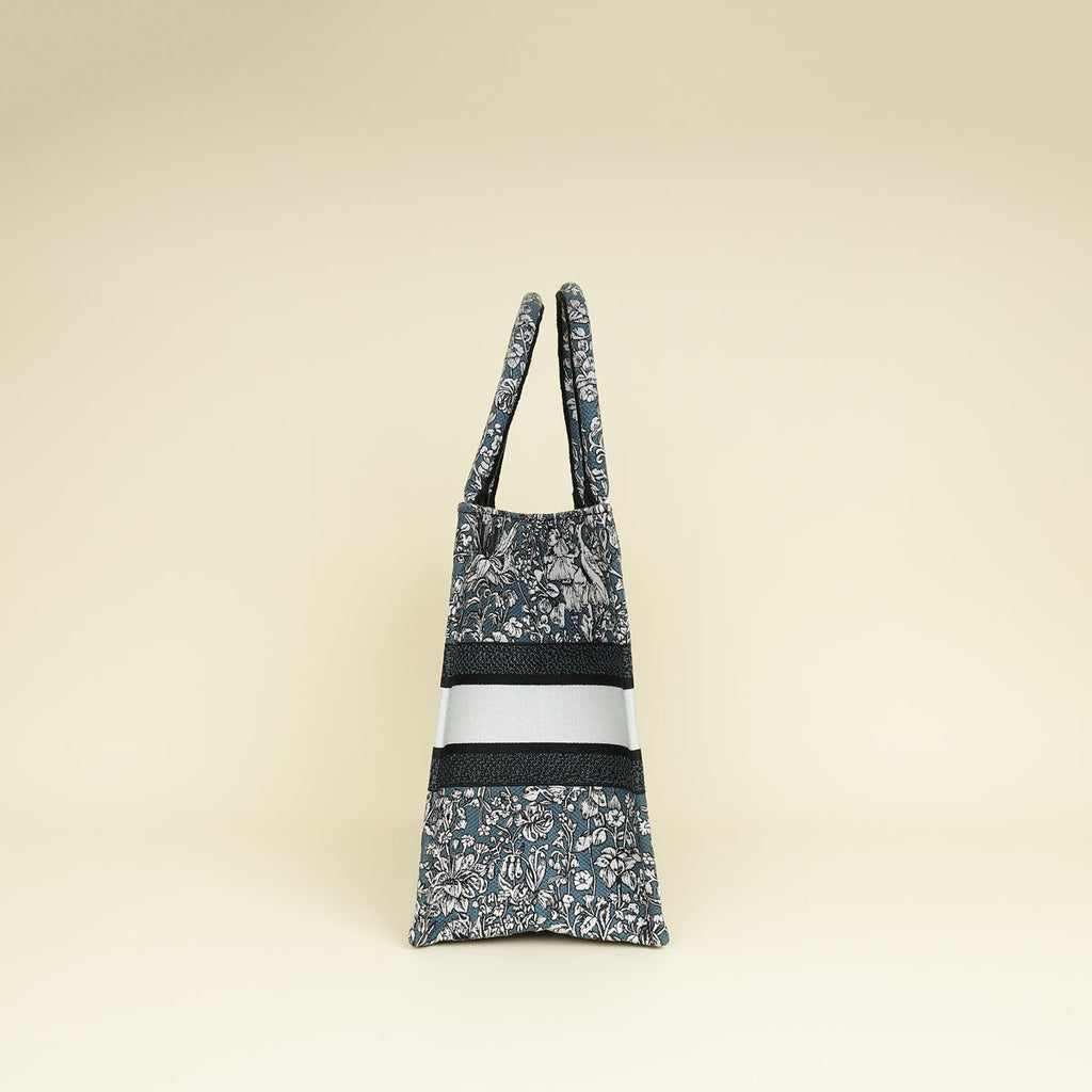 Christian Dior Tricolor "Around the World" Embroidered Book Medium Tote Bag