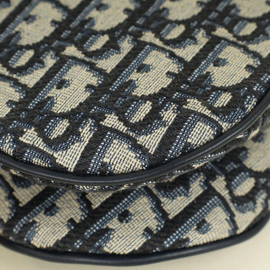 Christian Dior Navy Blue Oblique Saddle Mini Bag W/ Strap