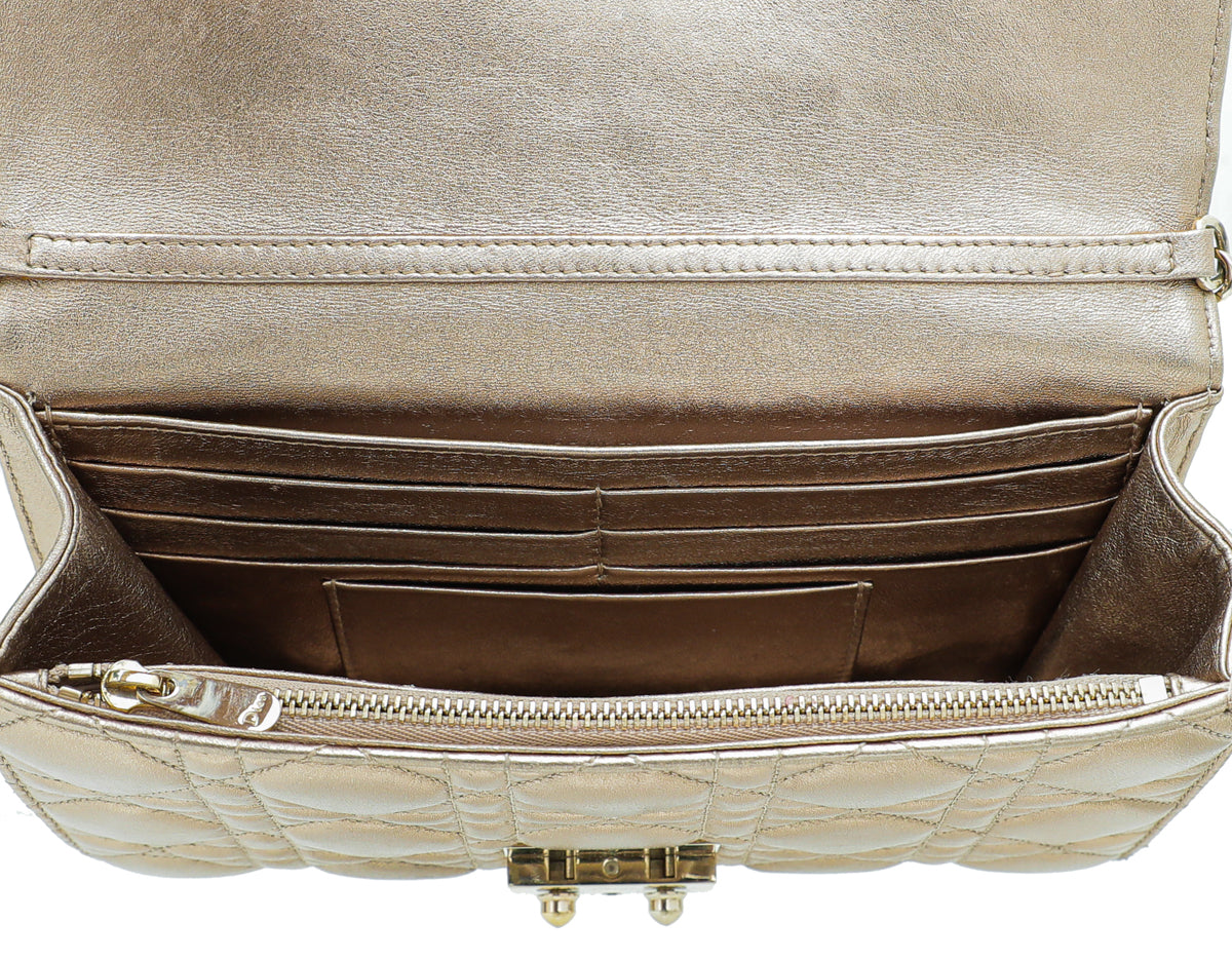 Christian Dior Metallic Gold Miss Dior Promenade Chain Pouch