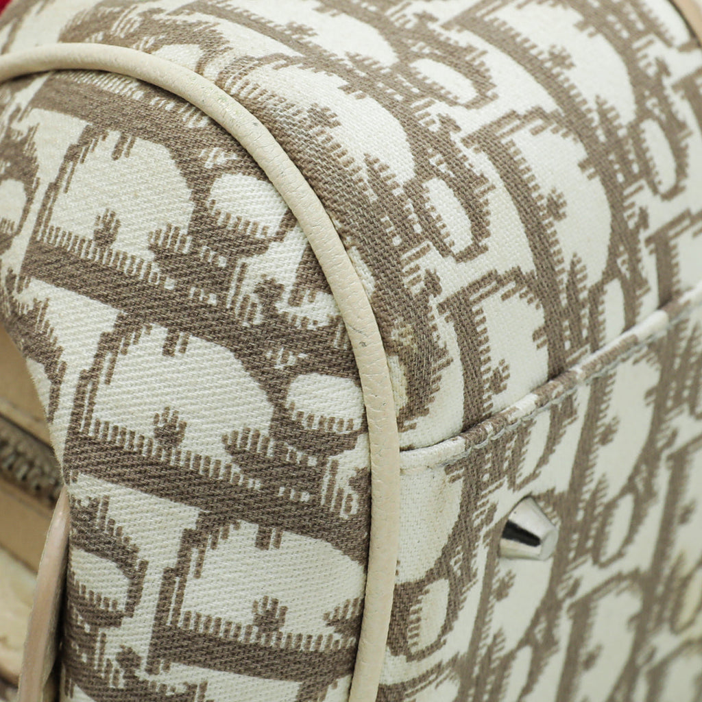 Christian Dior Beige Multicolor Diorissimo Embroidered Frame Tote Bag