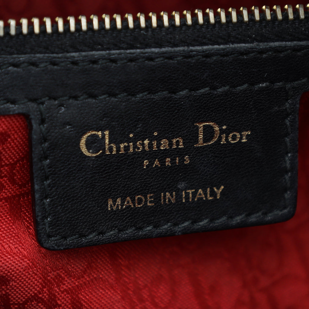 Christian Dior Black Lady Dior Lambskin Large Bag