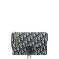 Christian Dior Blue Saddle Chain Pouch