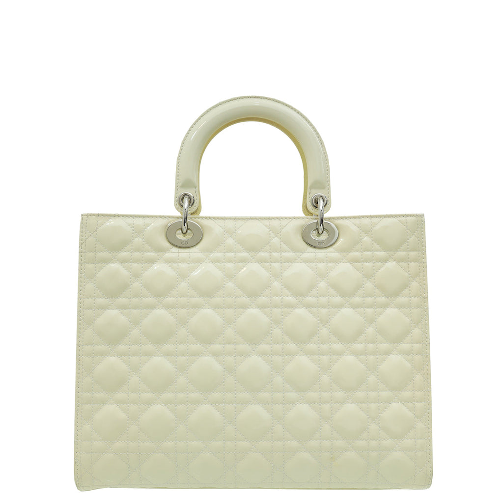 Christian Dior White Lady Dior Large Bag
