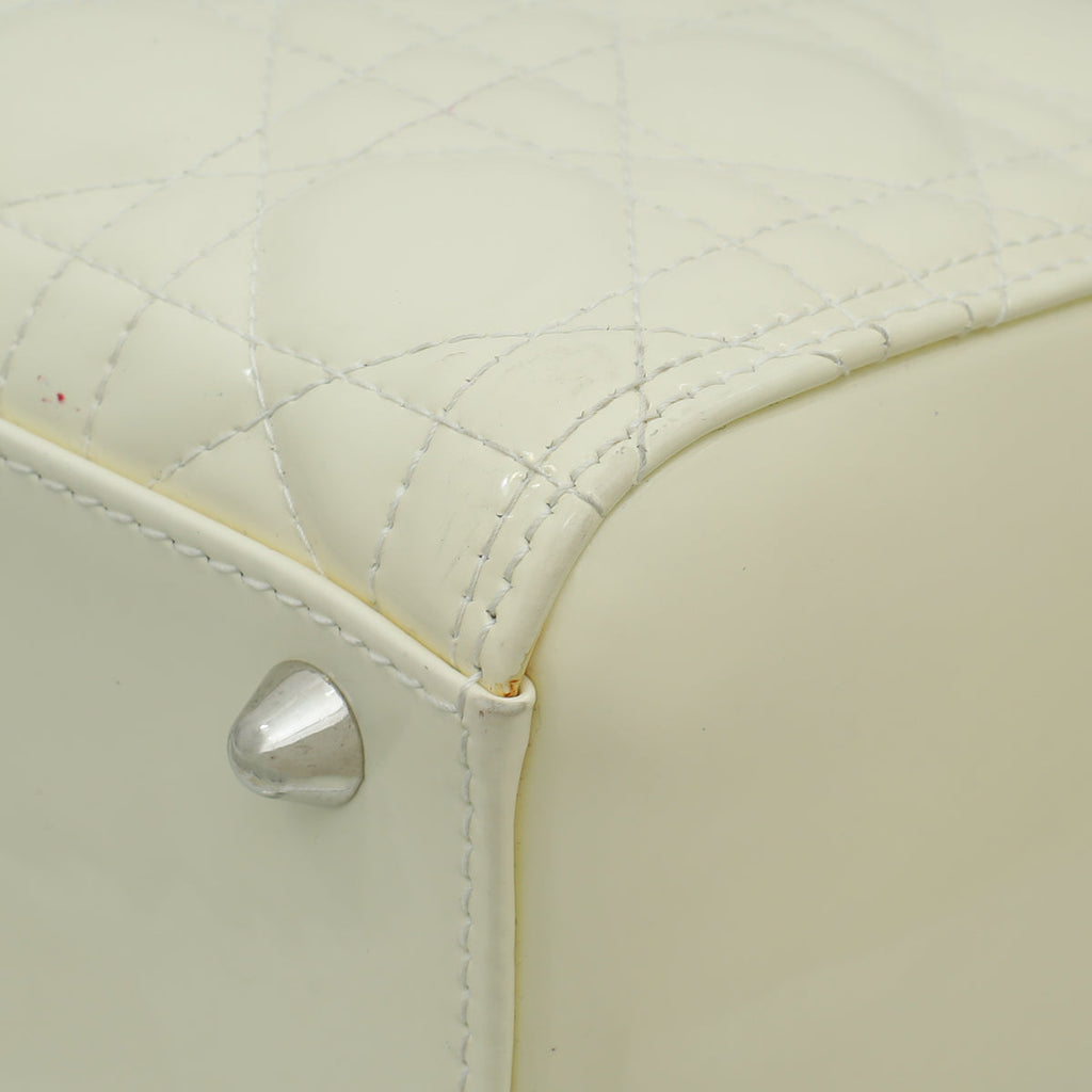 Christian Dior White Lady Dior Large Bag