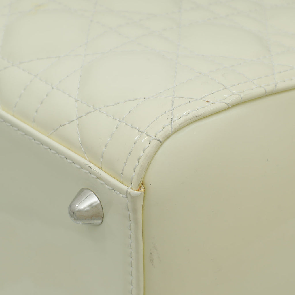 Christian Dior White Lady Dior Large Bag