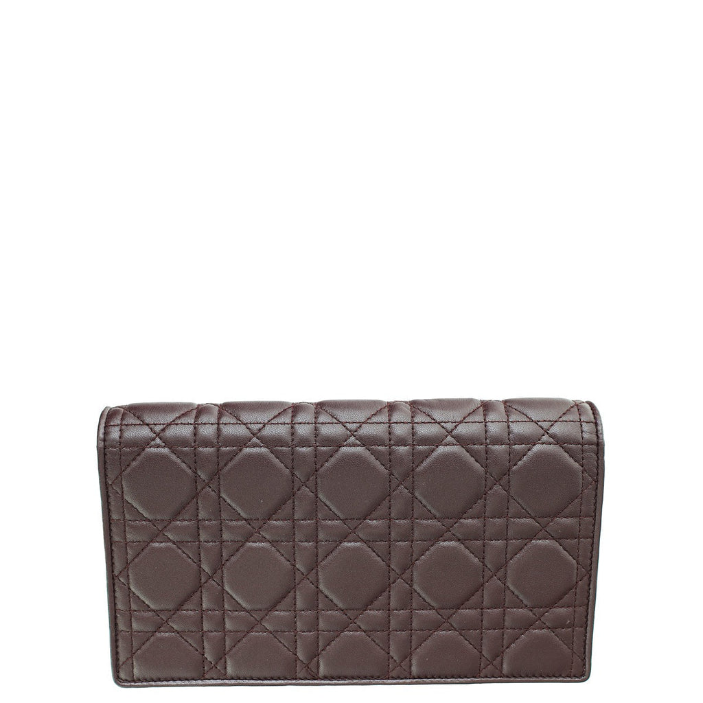 Christian Dior Burgundy Lady Dior Cannage Chain Pouch
