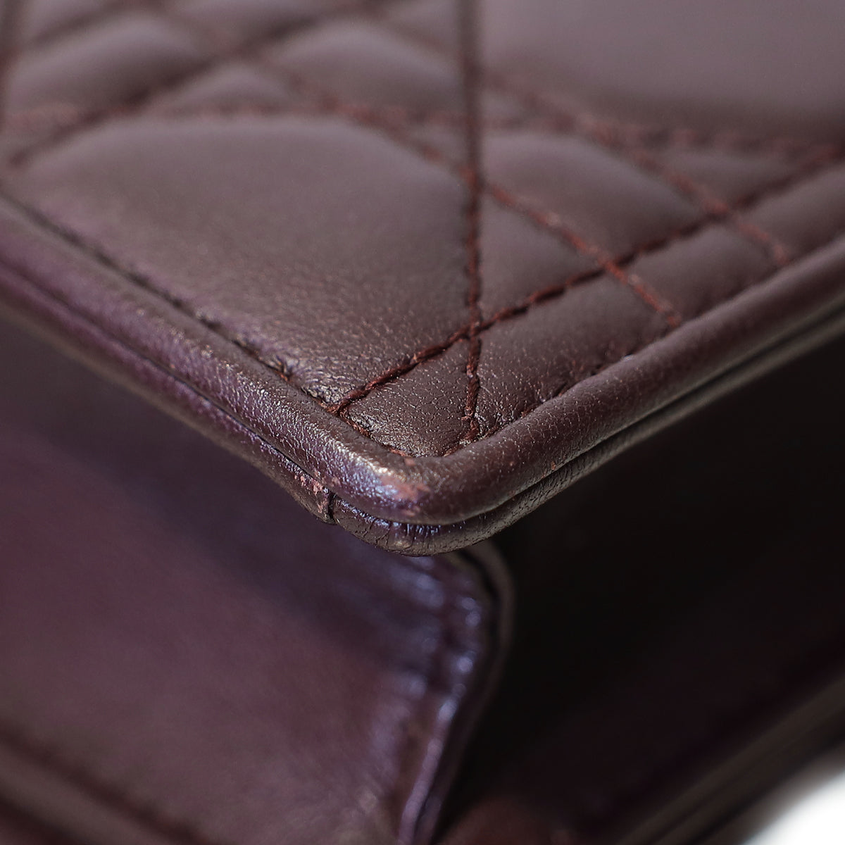 Christian Dior Burgundy Lady Dior Cannage Chain Pouch