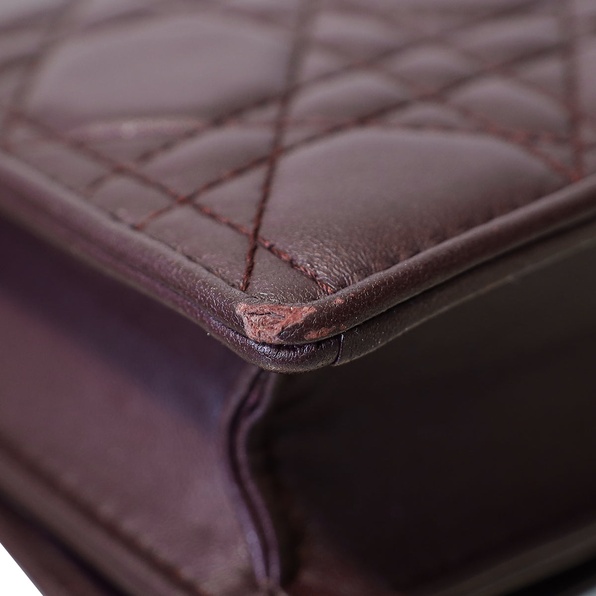 Christian Dior Burgundy Lady Dior Cannage Chain Pouch