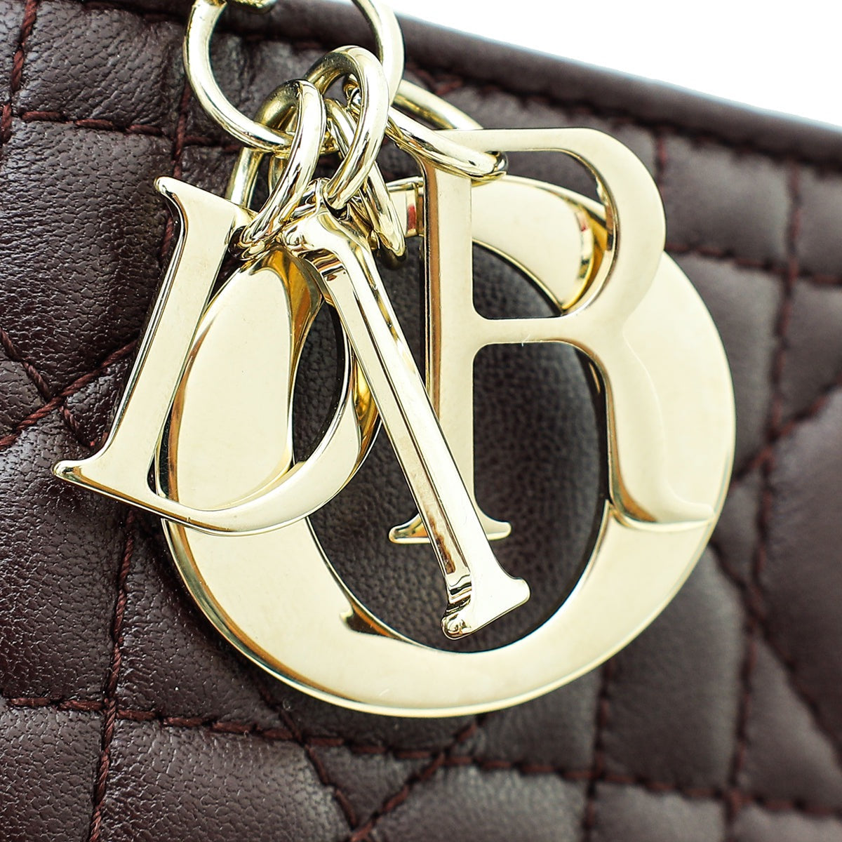 Christian Dior Burgundy Lady Dior Cannage Chain Pouch