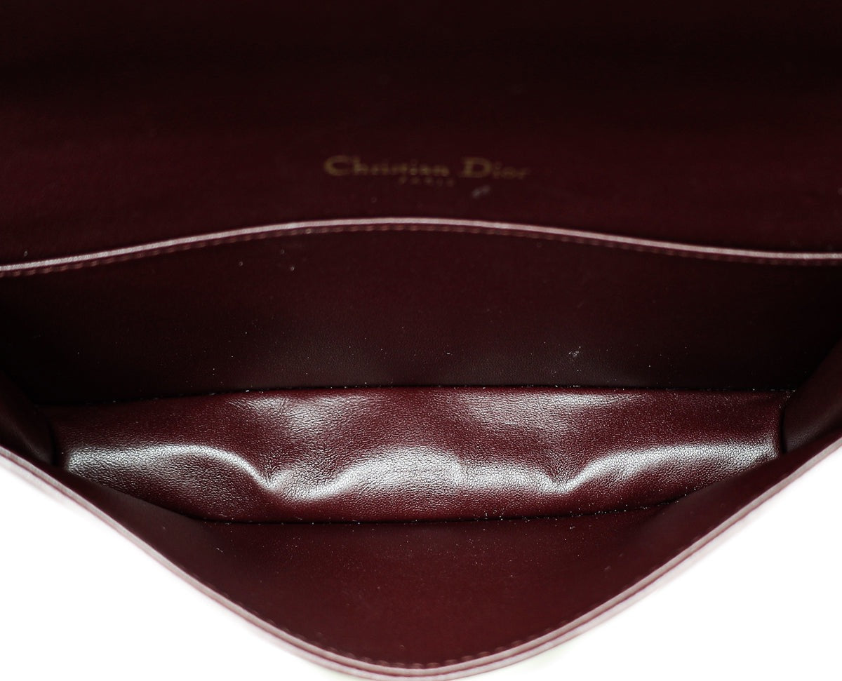 Christian Dior Burgundy Lady Dior Cannage Chain Pouch