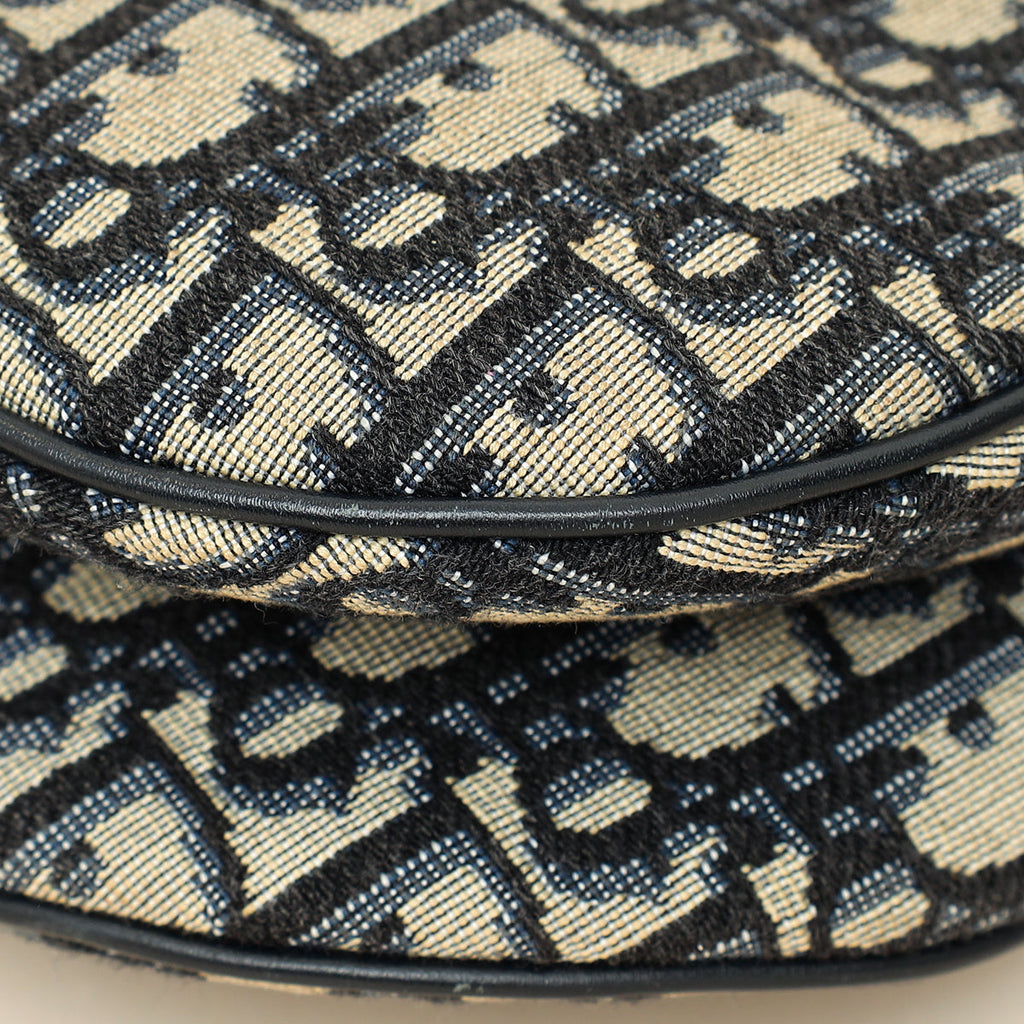 Christian Dior Navy Blue Oblique Saddle Medium Bag