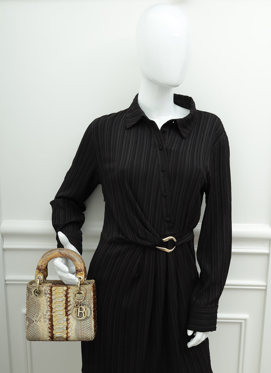 Christian Dior Bicolor Python Mini Lady Dior Bag