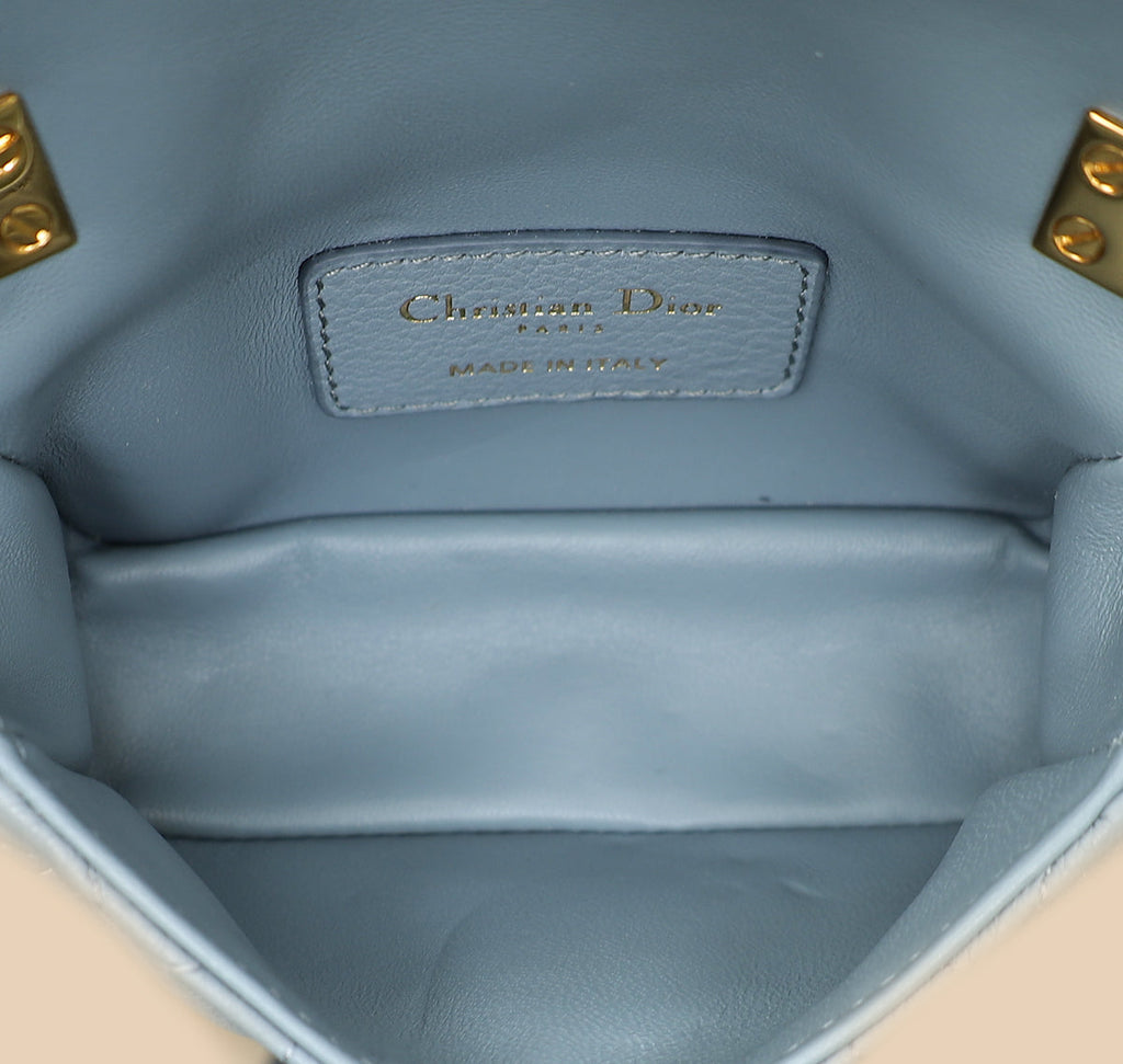 Christian Dior Blue Cannage Micro Caro Bag
