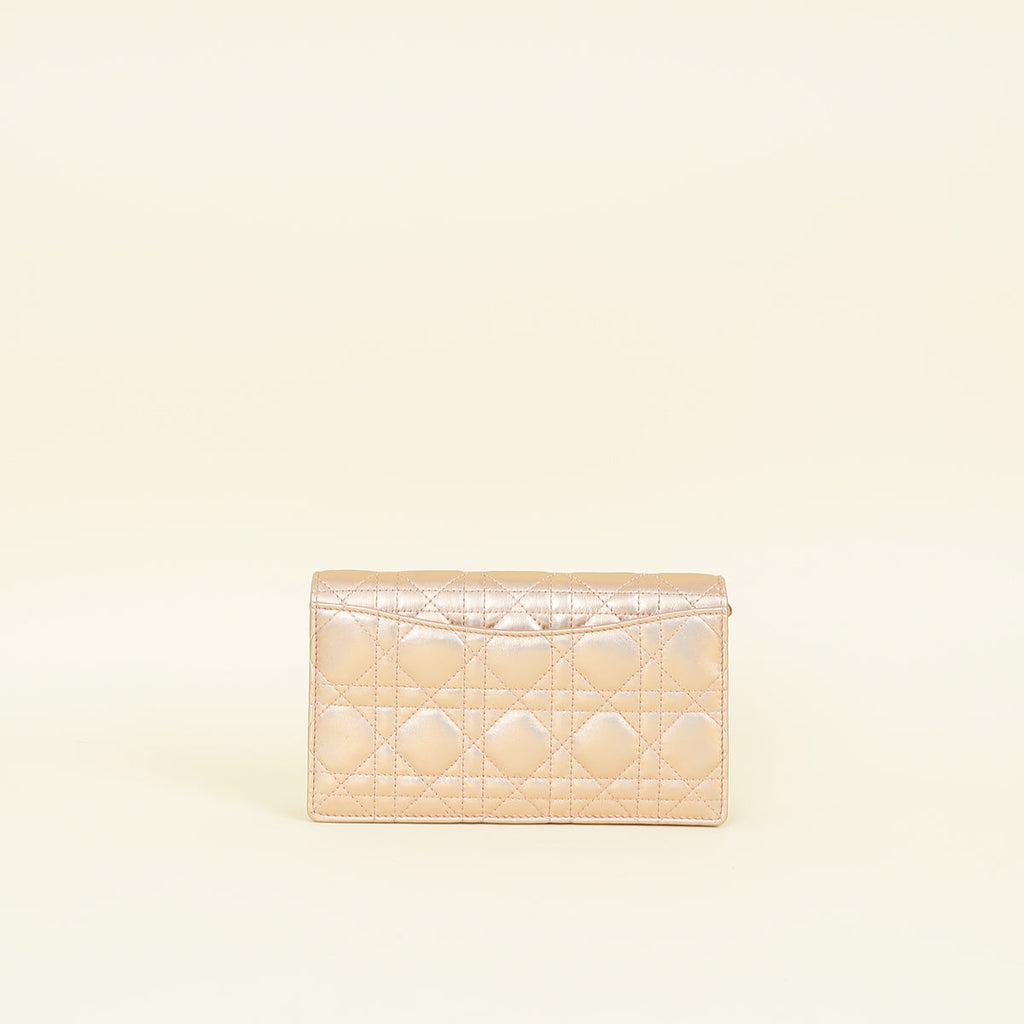 Christian Dior Iridescent Metallic Pink Caro Pouch with Chain