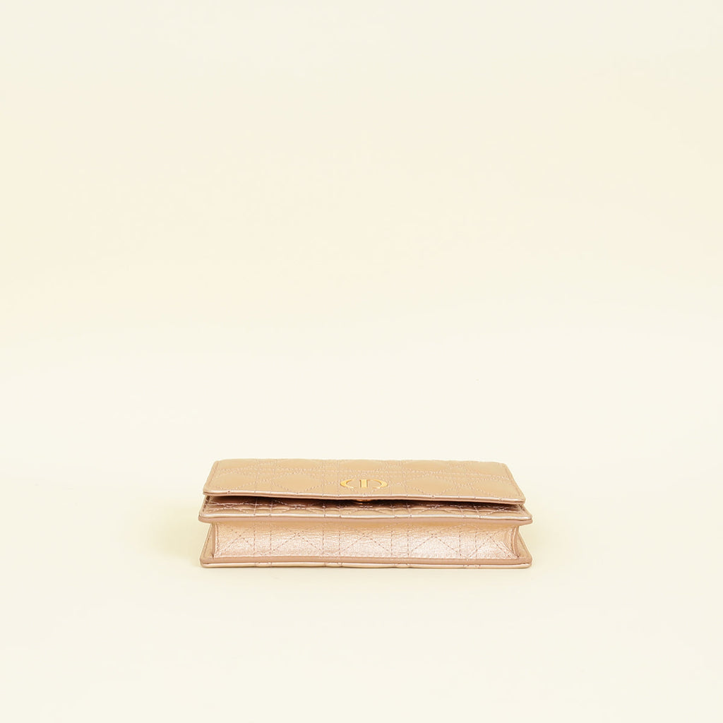 Christian Dior Iridescent Metallic Pink Caro Pouch with Chain