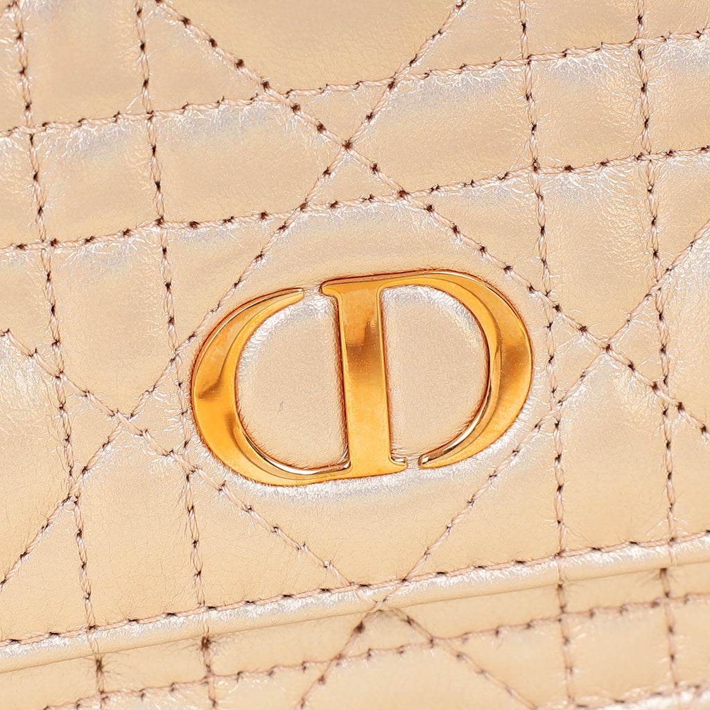Christian Dior Iridescent Metallic Pink Caro Pouch with Chain