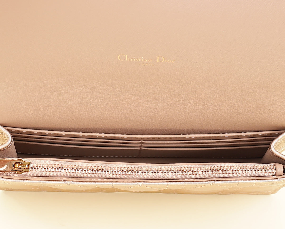 Christian Dior Iridescent Metallic Pink Caro Pouch with Chain