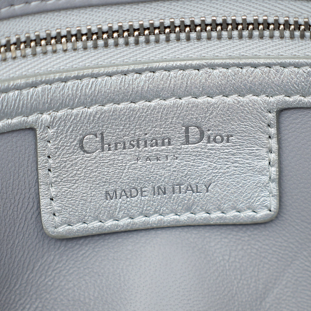 Christian Dior Metallic Silver Small Dior Caro Bag