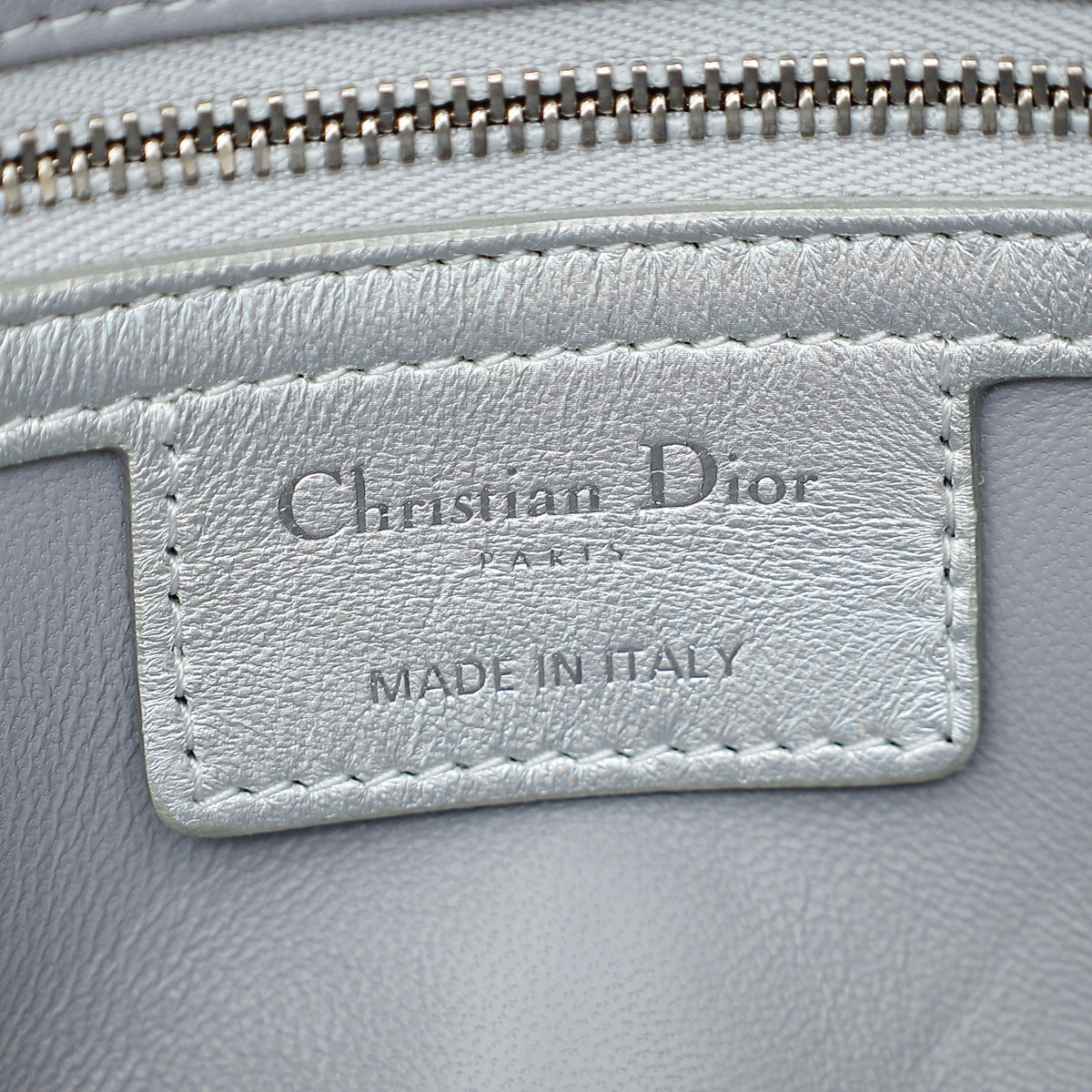 Christian Dior Metallic Silver Small Dior Caro Bag