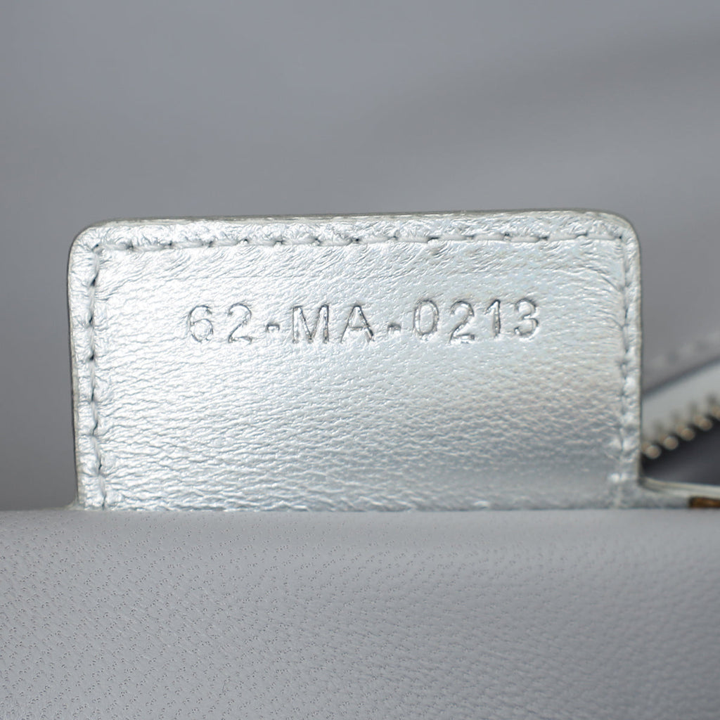 Christian Dior Metallic Silver Small Dior Caro Bag