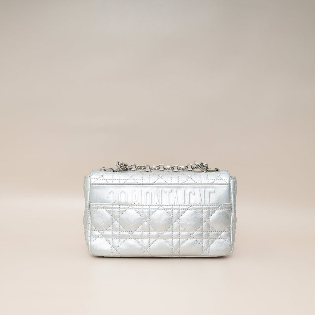 Christian Dior Metallic Silver Small Dior Caro Bag