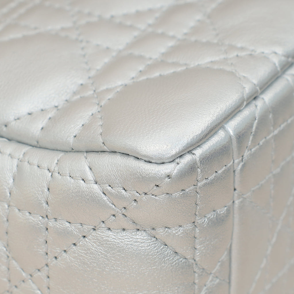 Christian Dior Metallic Silver Small Dior Caro Bag
