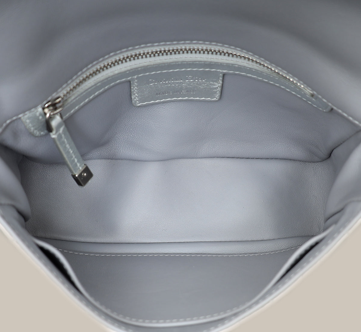 Christian Dior Metallic Silver Small Dior Caro Bag