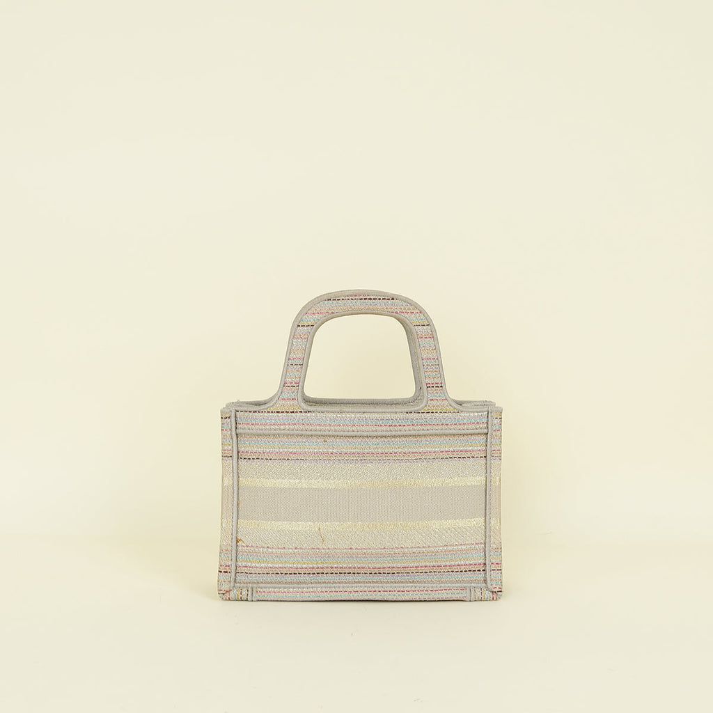 Christian Dior Greige Multicolor Mini Book Tote Bag