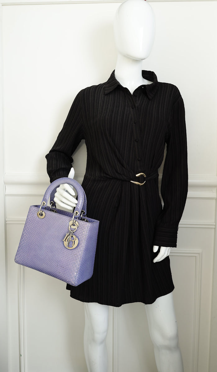 Christian Dior Purple Python Lady Dior Medium Bag