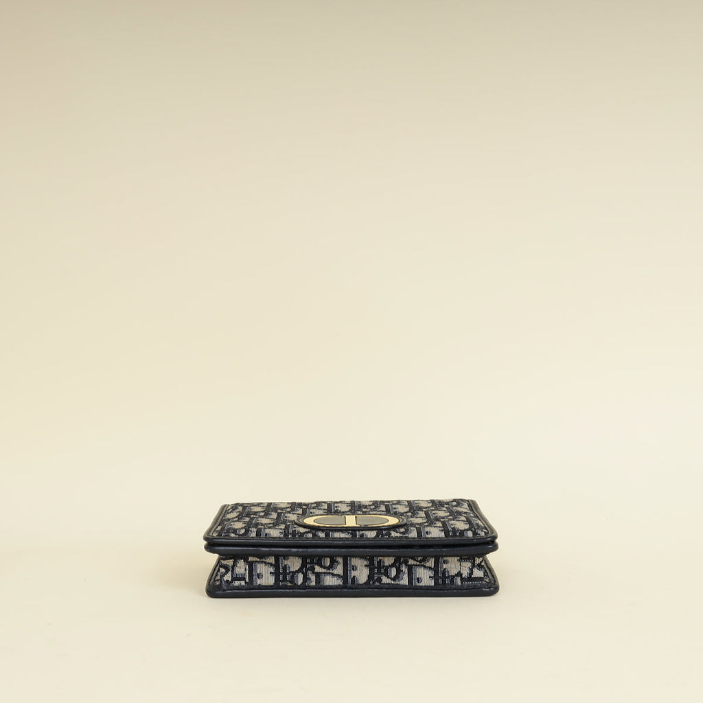 Christian Dior Navy Blue 30 Montaigne Oblique 2 Way Chain Pouch