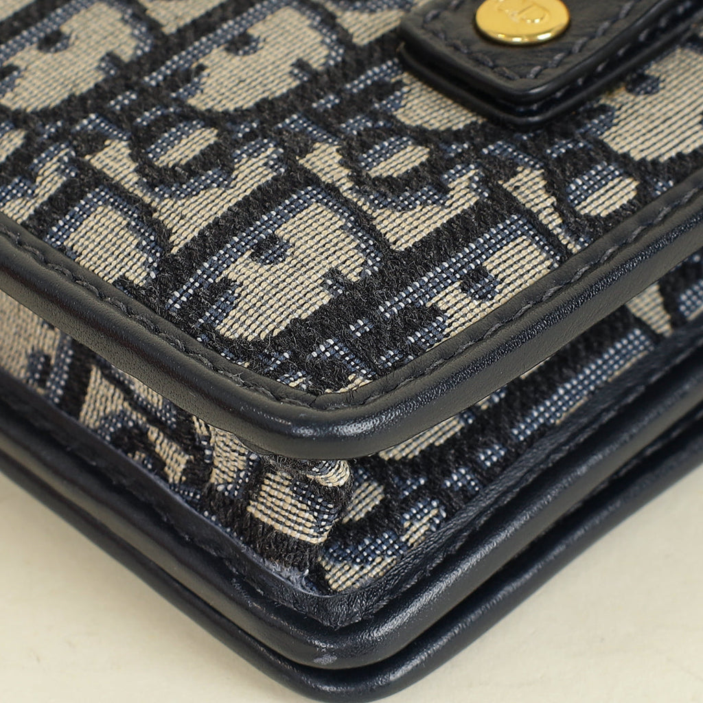Christian Dior Navy Blue 30 Montaigne Oblique 2 Way Chain Pouch