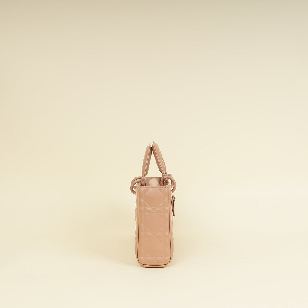 Christian Dior Rose De Vents Lady Dior D-Joy Cannage Diamond Medium Bag