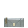 Christian Dior Metallic Grey Diorama Wallet On Chain