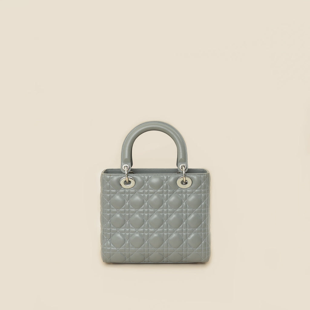 Christian Dior Gray Lady Dior Medium Bag
