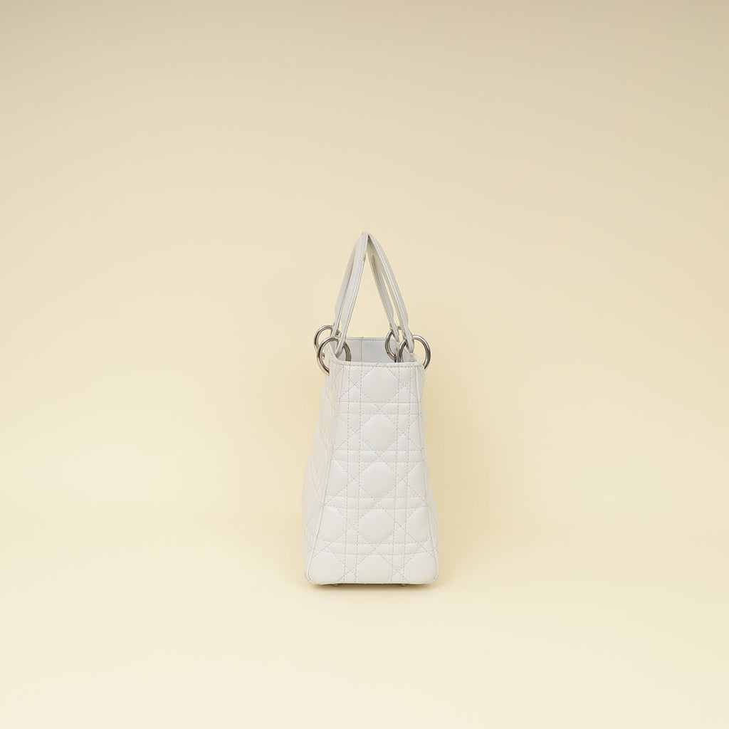 Christian Dior Ghost White Lady Dior Medium Bag
