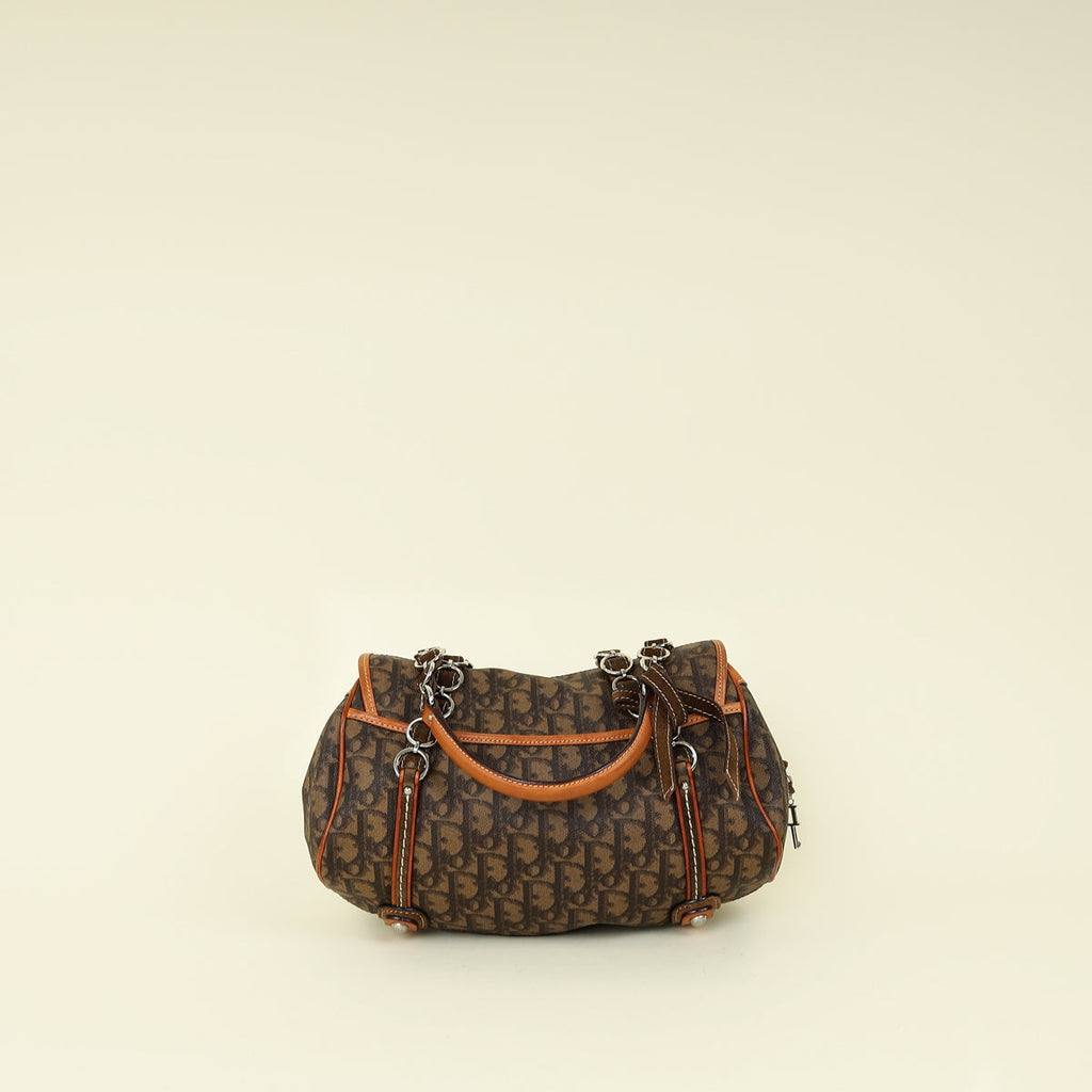 Christian Dior Brown Oblique Trotter Romantique Satchel Bag