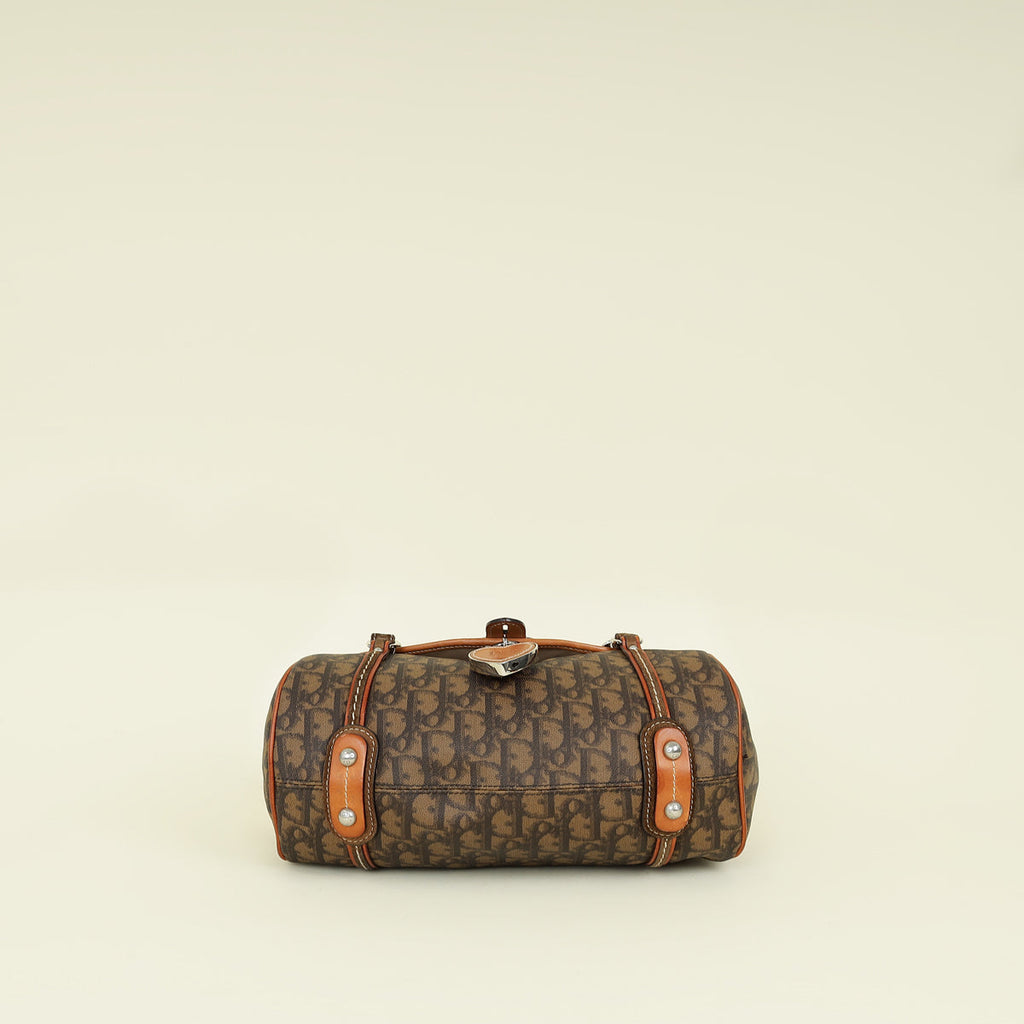 Christian Dior Brown Oblique Trotter Romantique Satchel Bag