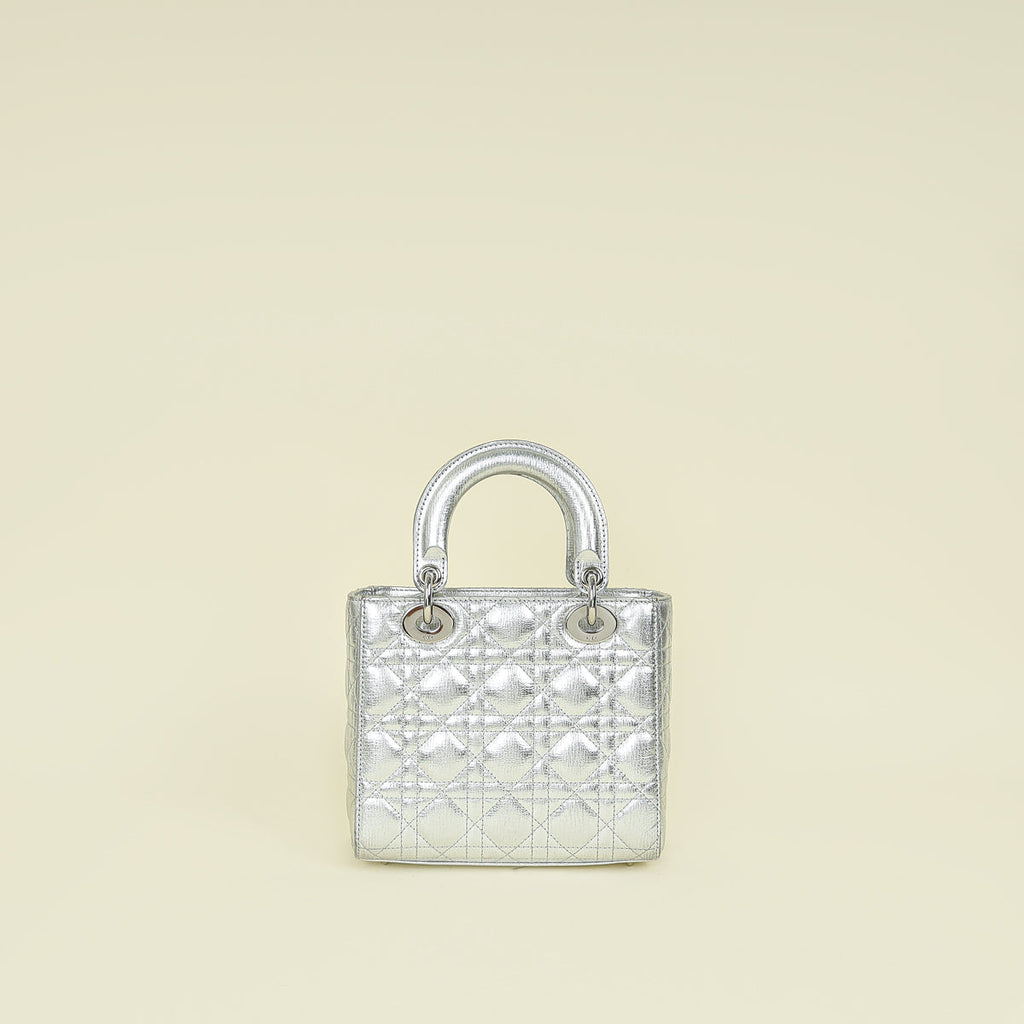 Christian Dior Metallic Silver Lady Dior My ABCDior Small Bag