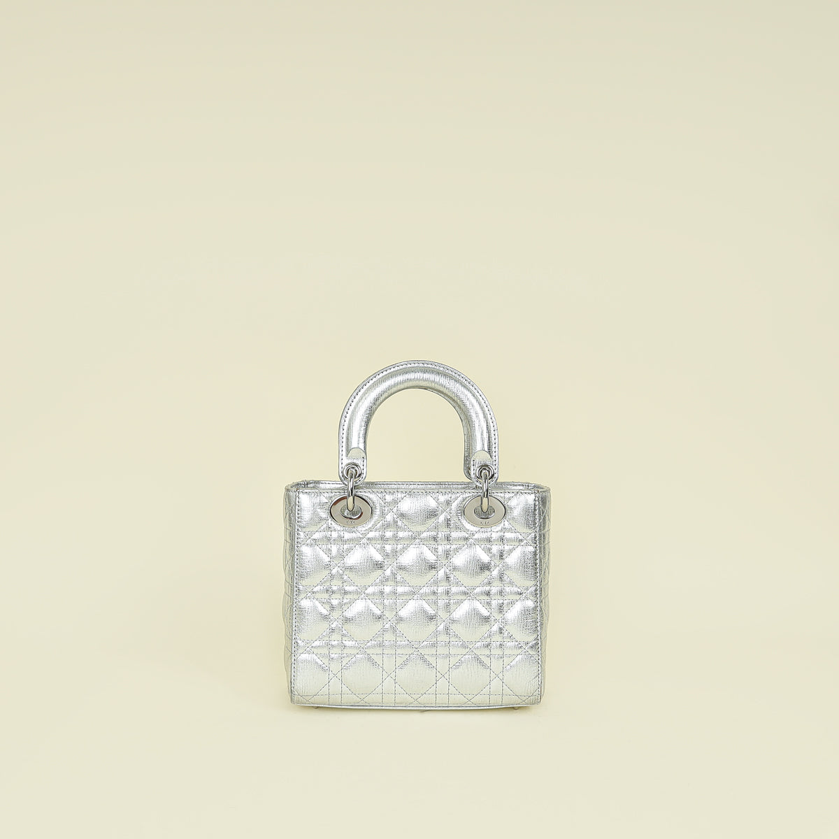 Christian Dior Metallic Silver Lady Dior My ABCDior Small Bag