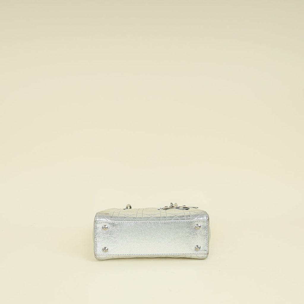 Christian Dior Metallic Silver Lady Dior My ABCDior Small Bag