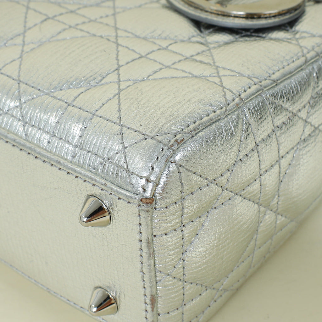 Christian Dior Metallic Silver Lady Dior My ABCDior Small Bag