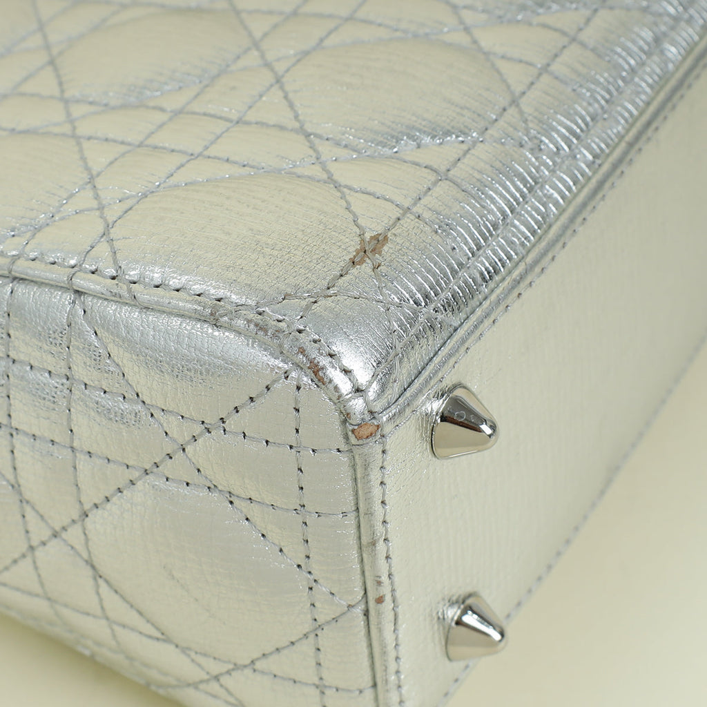 Christian Dior Metallic Silver Lady Dior My ABCDior Small Bag