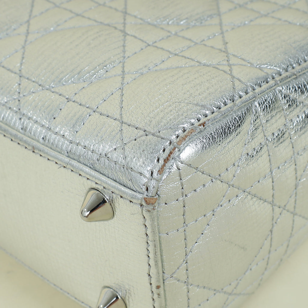 Christian Dior Metallic Silver Lady Dior My ABCDior Small Bag