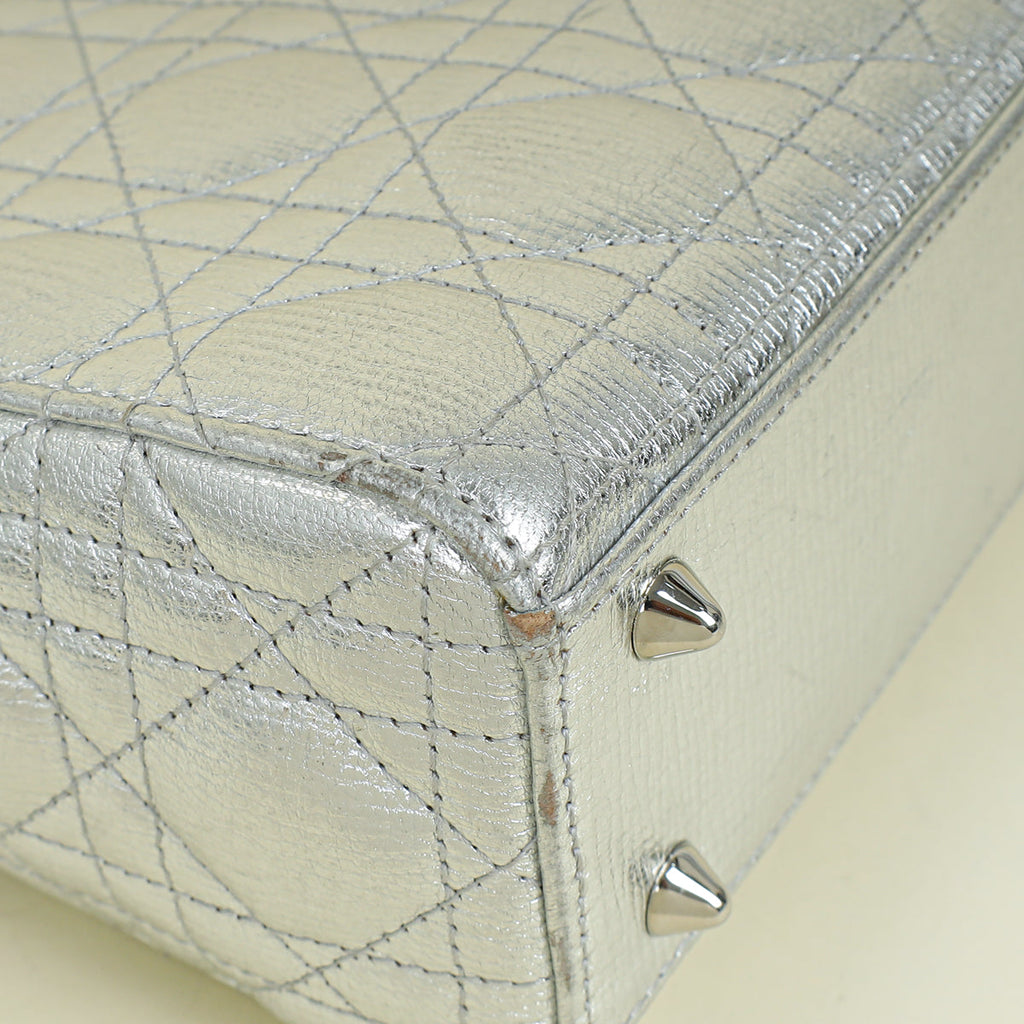 Christian Dior Metallic Silver Lady Dior My ABCDior Small Bag