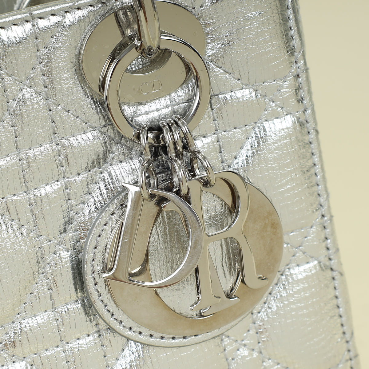 Christian Dior Metallic Silver Lady Dior My ABCDior Small Bag