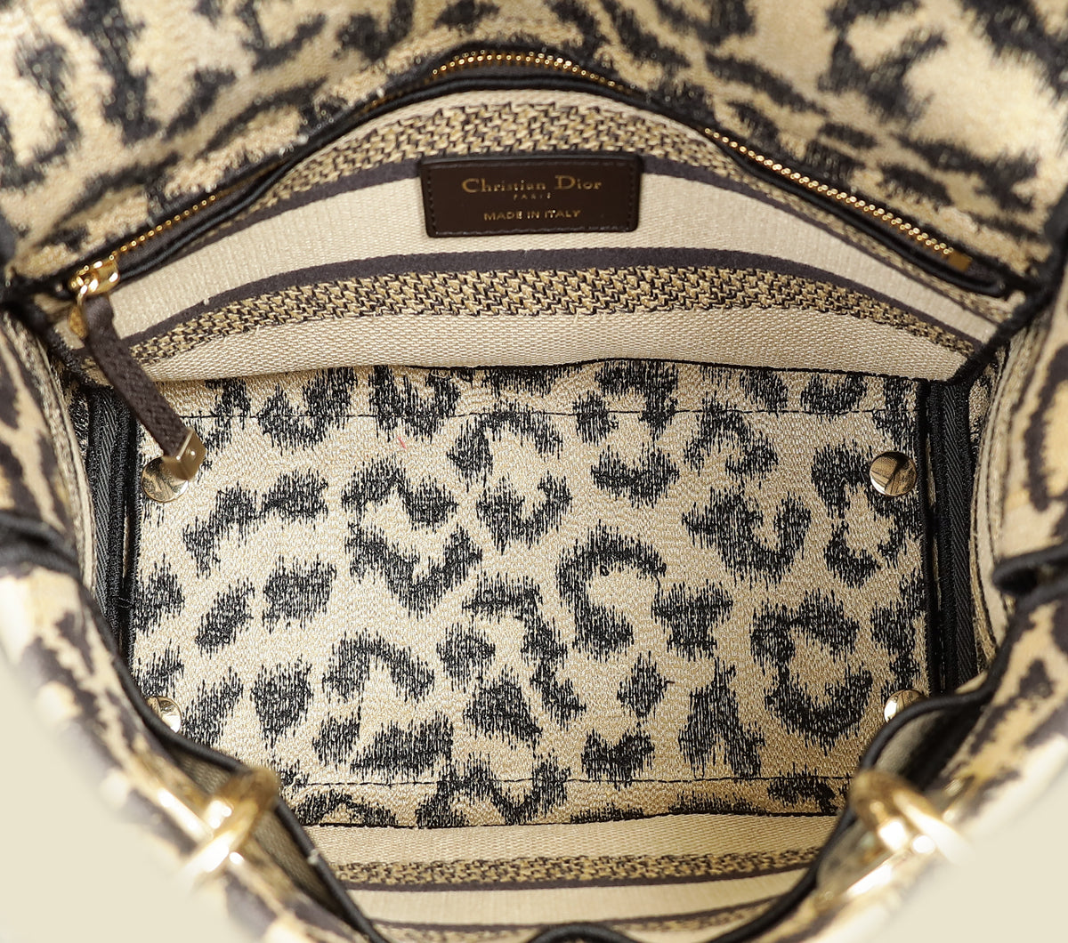 Christian Dior Bicolor Lady D-Lite Mizza Embroidered Medium Bag